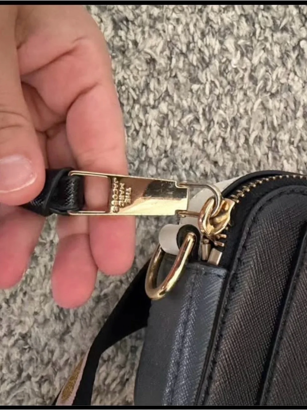Marc Jacobs Black Crossbody Camera Bag with Logo Strap